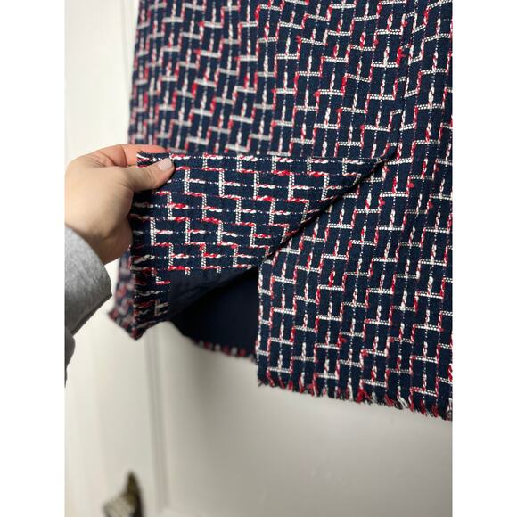 Talbots Women's Navy Blue Red White Tweed Straight Career Work Skirt Size 12 P - Picture 3 of 7
